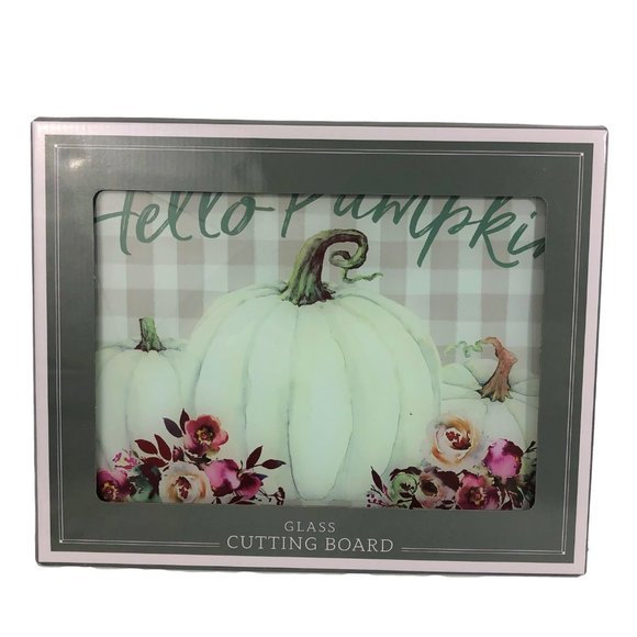 Fall Pumpkin Glass Cutting Board Serving Tray New - Picture 2 of 2